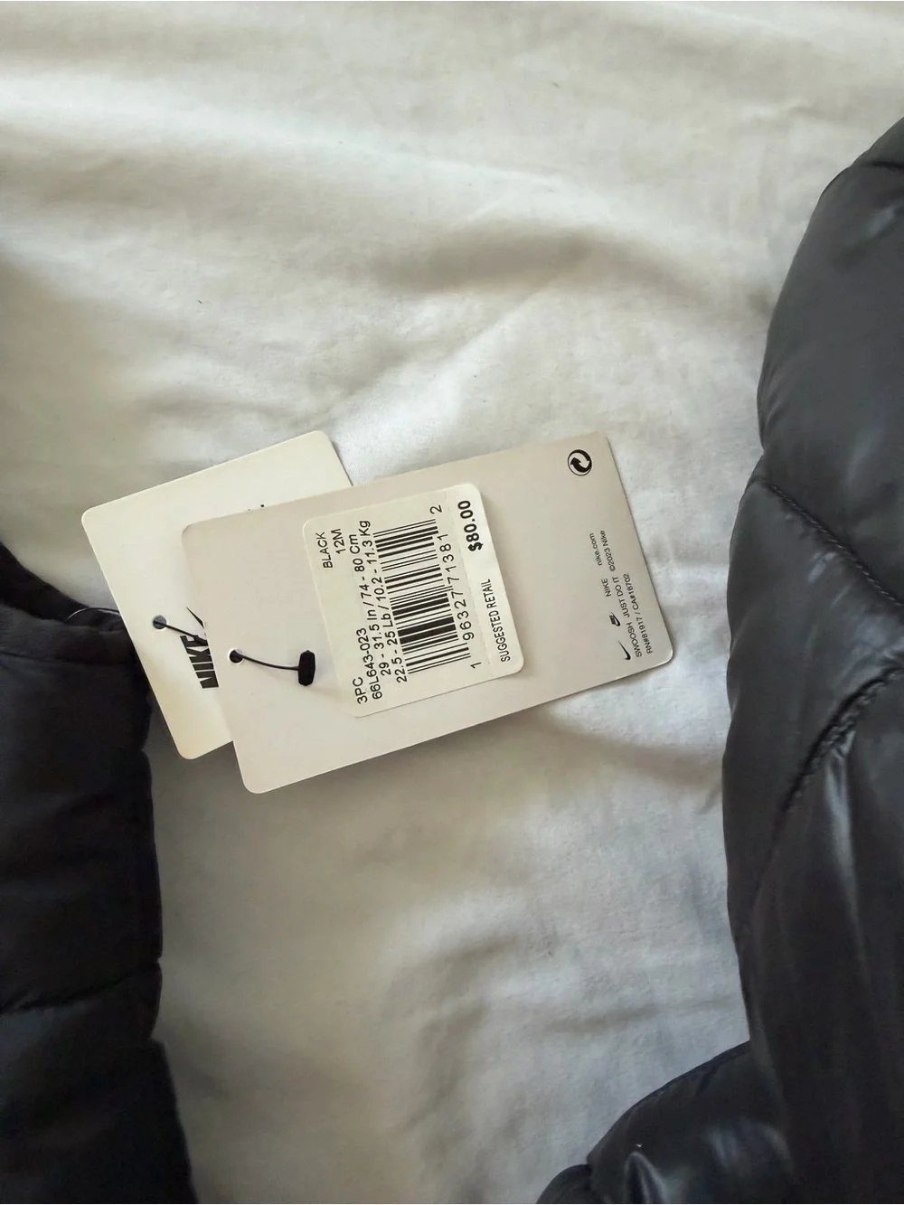 Nike Kids Black Puffer Vest with White Logo